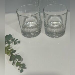 Modern Set of 2 Ketel One Vodka Low Ball Rocks Embossed Glasses 3.75" x 3"